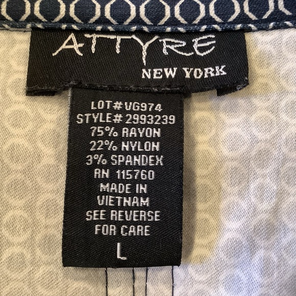 Attyre New York Blue & White Lightweight Button Up Jacket Size Large 3/4 Sleeves - Picture 5 of 6